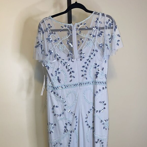 Papell Studio Embellished Sequined Long Dress Pale Blue - Picture 11 of 11